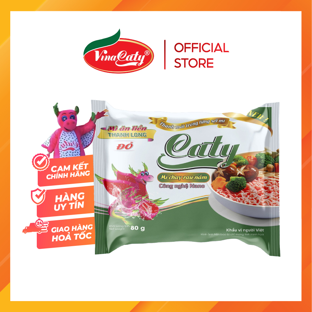 Mì Thanh Long Chay Rau Nấm Caty 80g (Thùng)