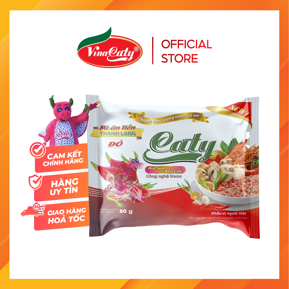 Mì Thanh Long Hải Sản Chua Cay Caty 80g (Thùng)
