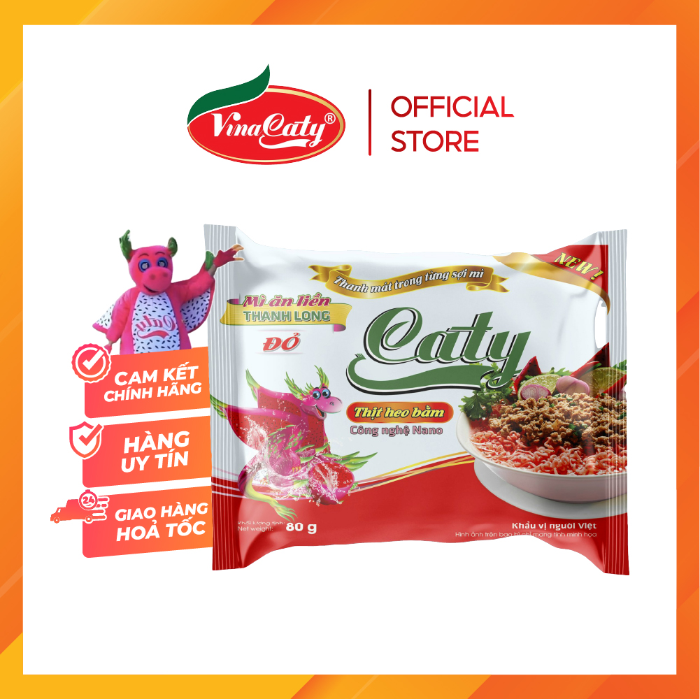 Mì Thanh Long Thịt Heo Bằm Caty 80g (Thùng)