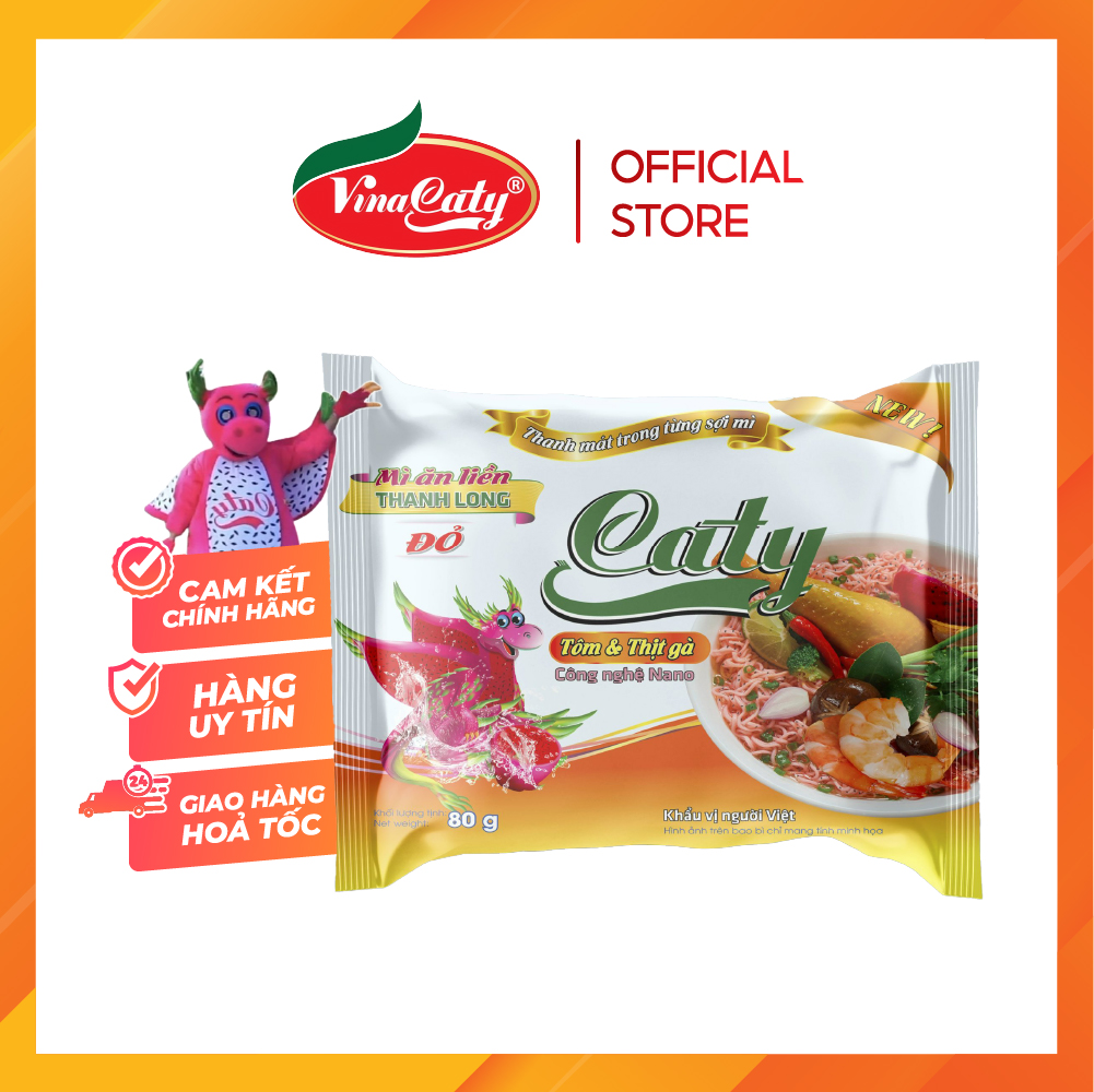 Mì Thanh Long Tôm và Thịt Gà Caty 80g (Thùng)